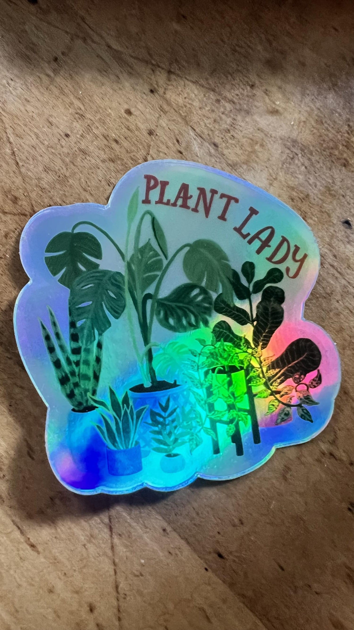 Plant Lady Holographic Sticker | Botanical Vinyl Decal (Waterproof)