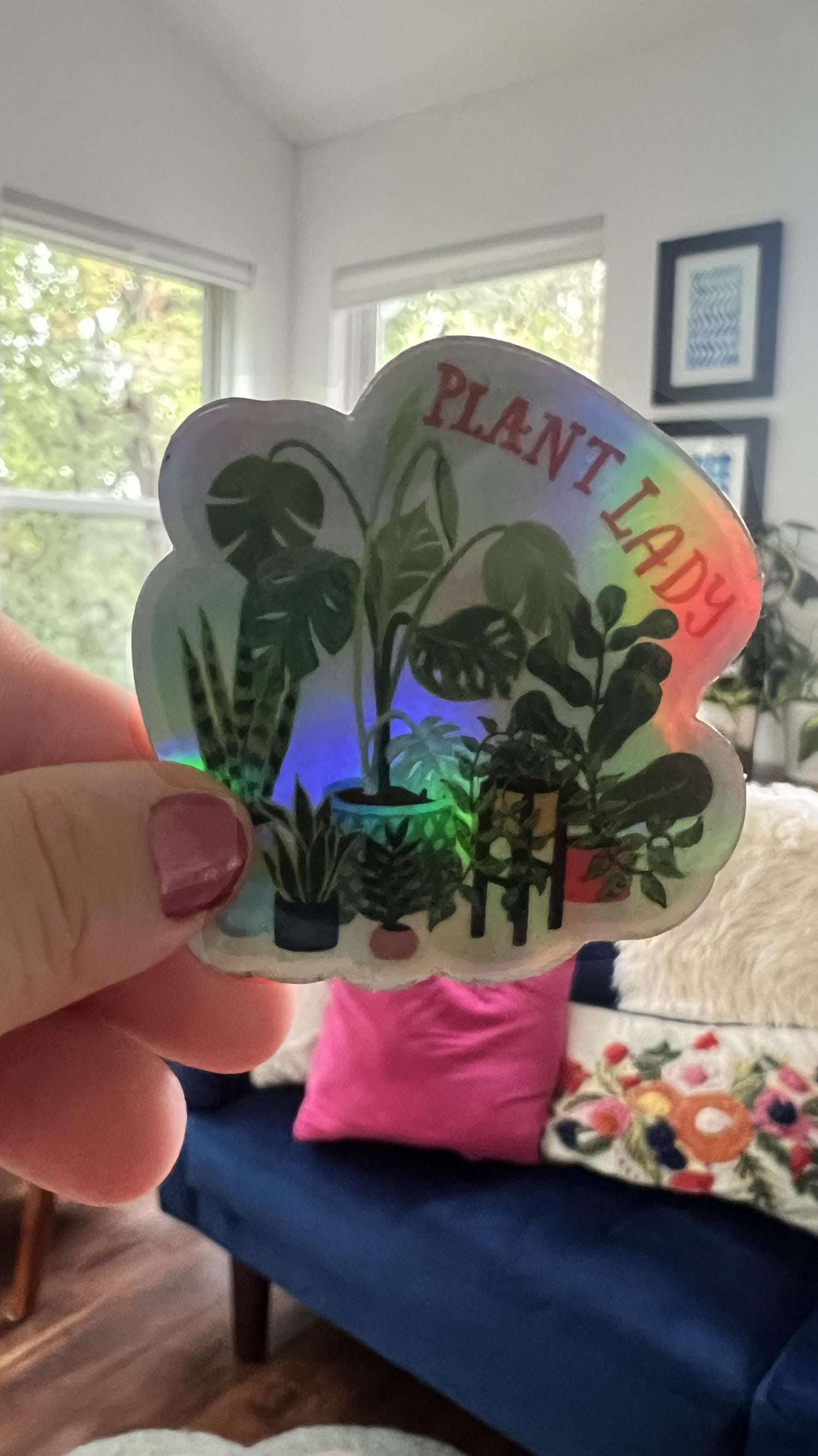Plant Lady Holographic Sticker | Botanical Vinyl Decal (Waterproof)
