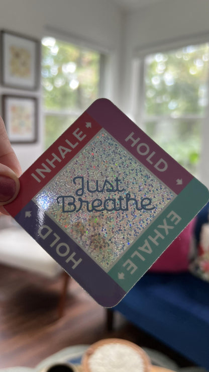 Box Breathing Glitter Sticker | Mindfulness Tool, Anxiety Relief, Wellness Reminder