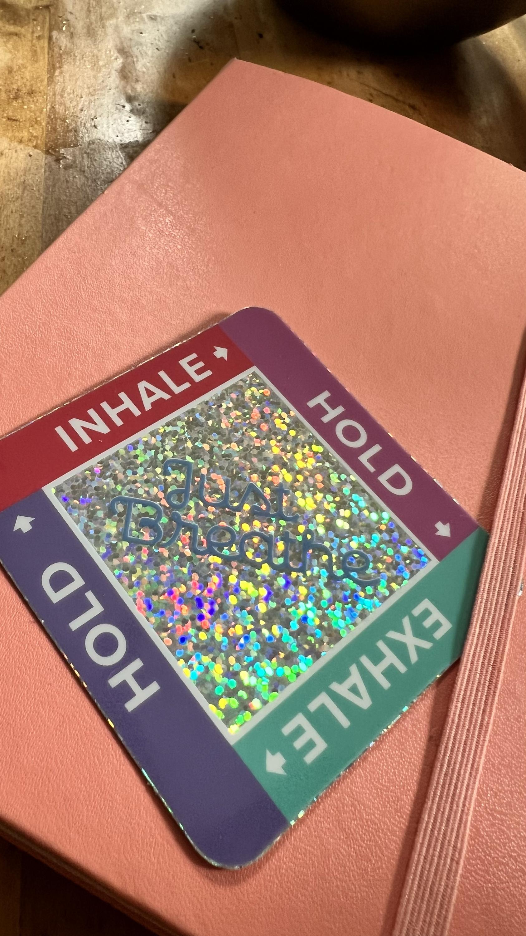 Box Breathing Glitter Sticker | Mindfulness Tool, Anxiety Relief, Wellness Reminder