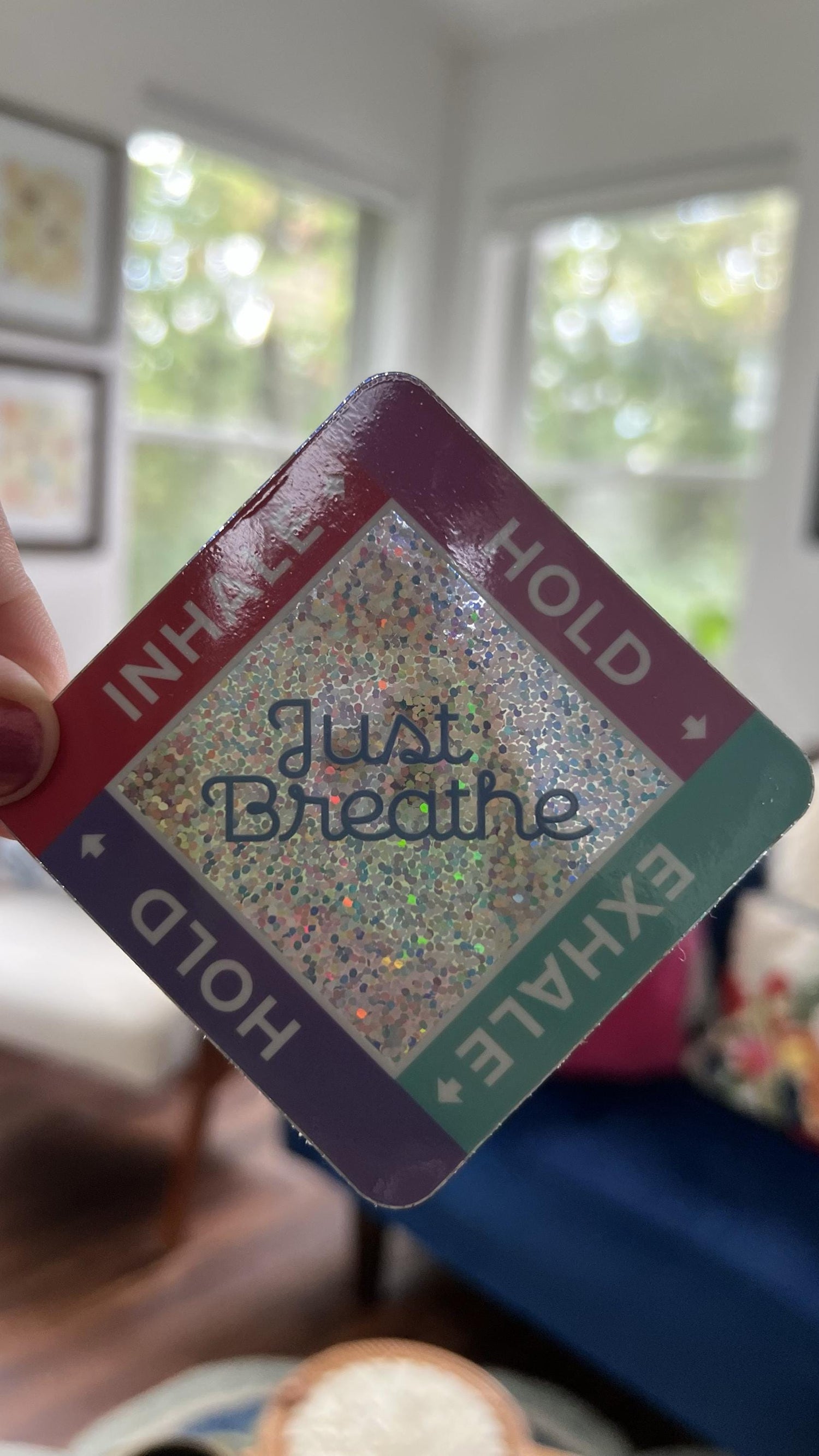 Box Breathing Glitter Sticker | Mindfulness Tool, Anxiety Relief, Wellness Reminder