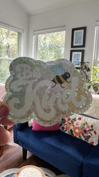 Be Kind Glitter Sticker | Holographic Vinyl Decal | Kindness Reminder | Laptop Water Bottle Sticker