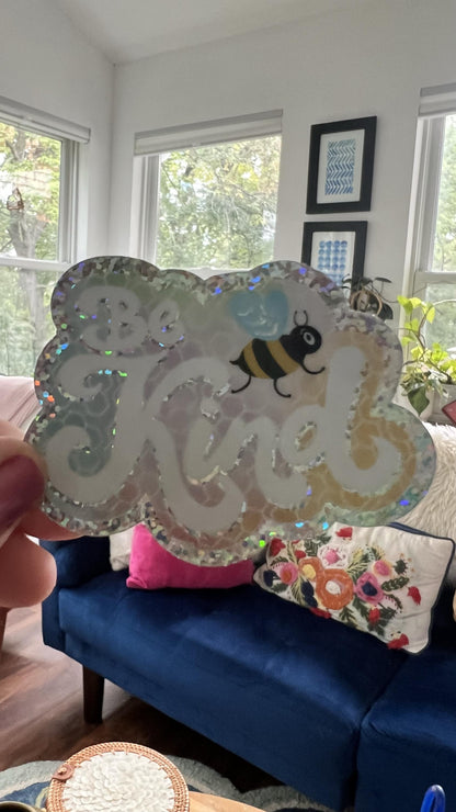 Be Kind Glitter Sticker | Holographic Vinyl Decal | Kindness Reminder | Laptop Water Bottle Sticker