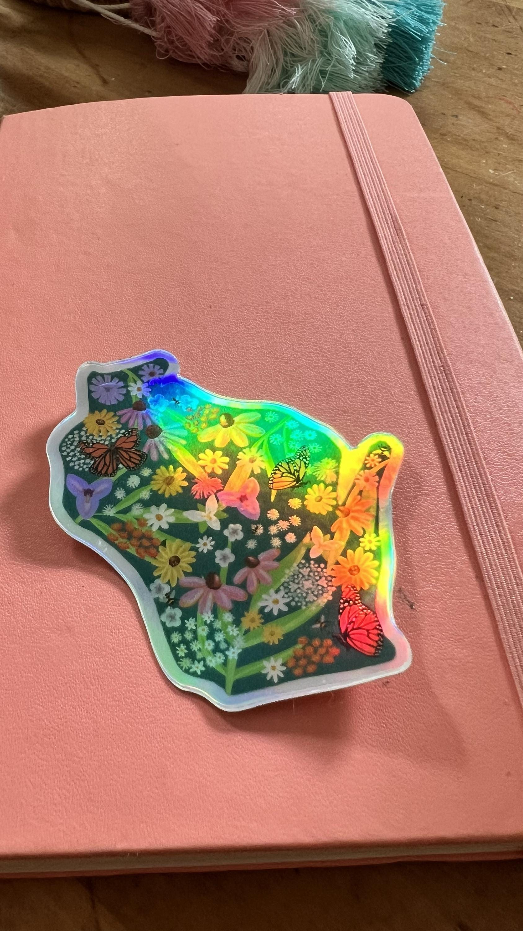 Wisconsin Wildflowers Holographic Sticker | Original Botanical Art