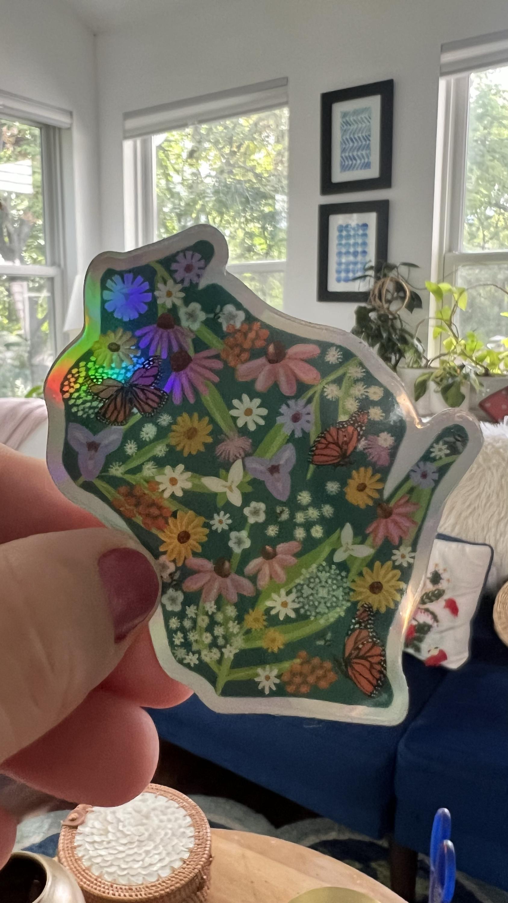 Wisconsin Wildflowers Holographic Sticker | Original Botanical Art