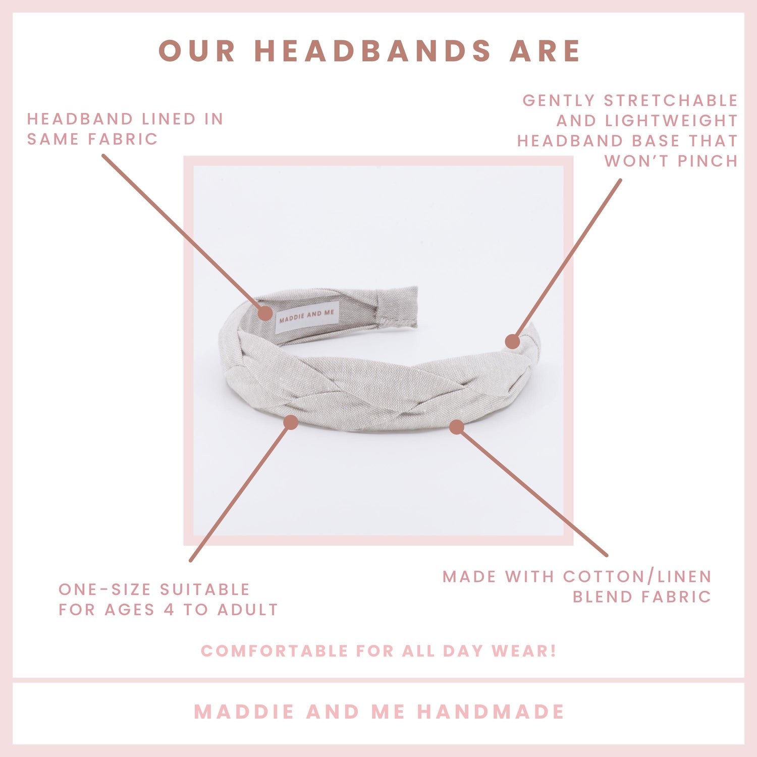 Light Tan Braided Linen Headband: Neutral Turban Style