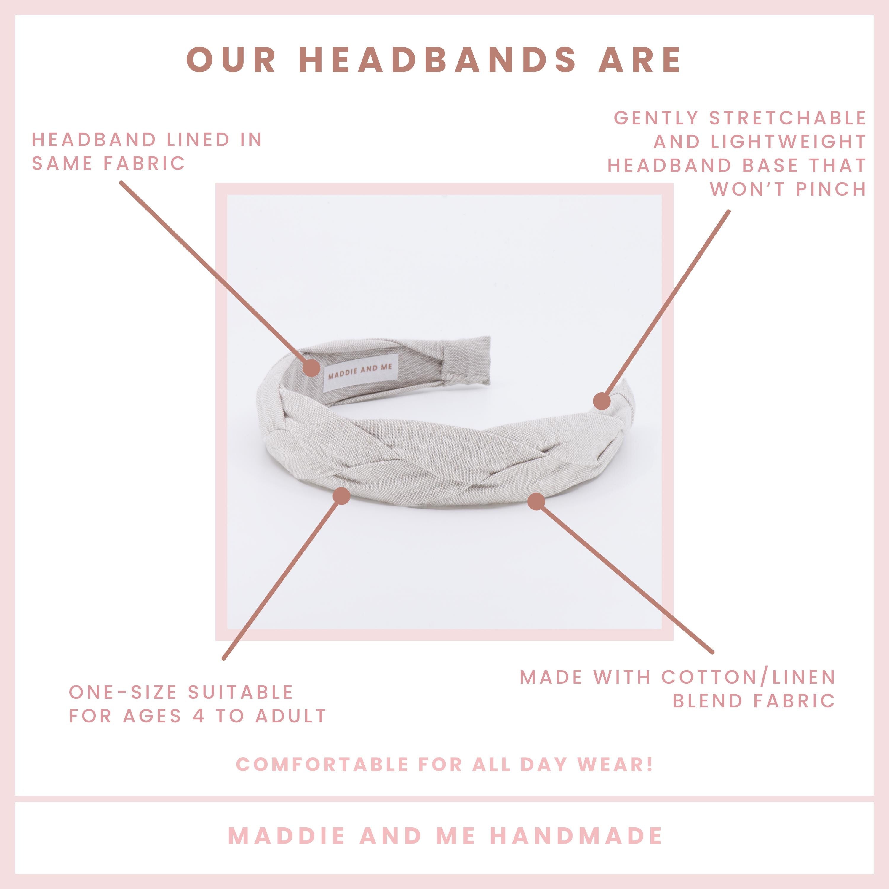 Light Tan Braided Linen Headband: Neutral Turban Style