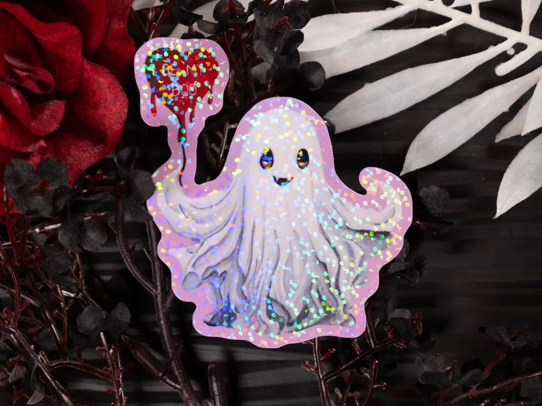 Ghost Sticker, Be My Boo Balloon, Spooky Laptop Decal