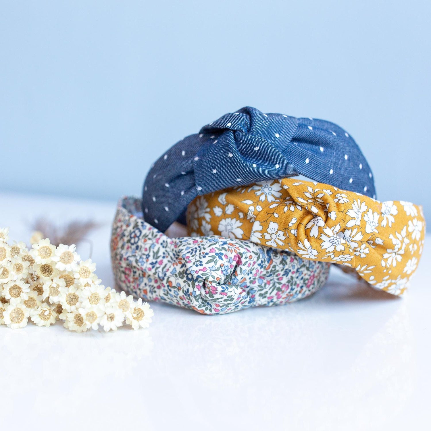 Liberty London Floral Knot Headband | Mustard Capel Fabric