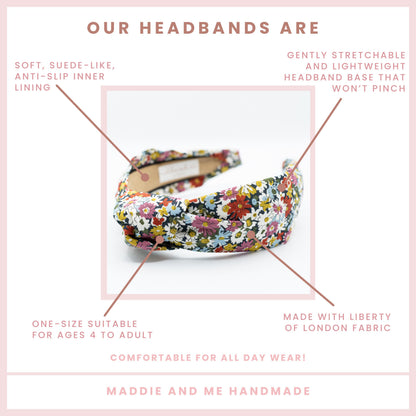 Floral Liberty of London Headband: Knotted Alice Band, Women&amp;