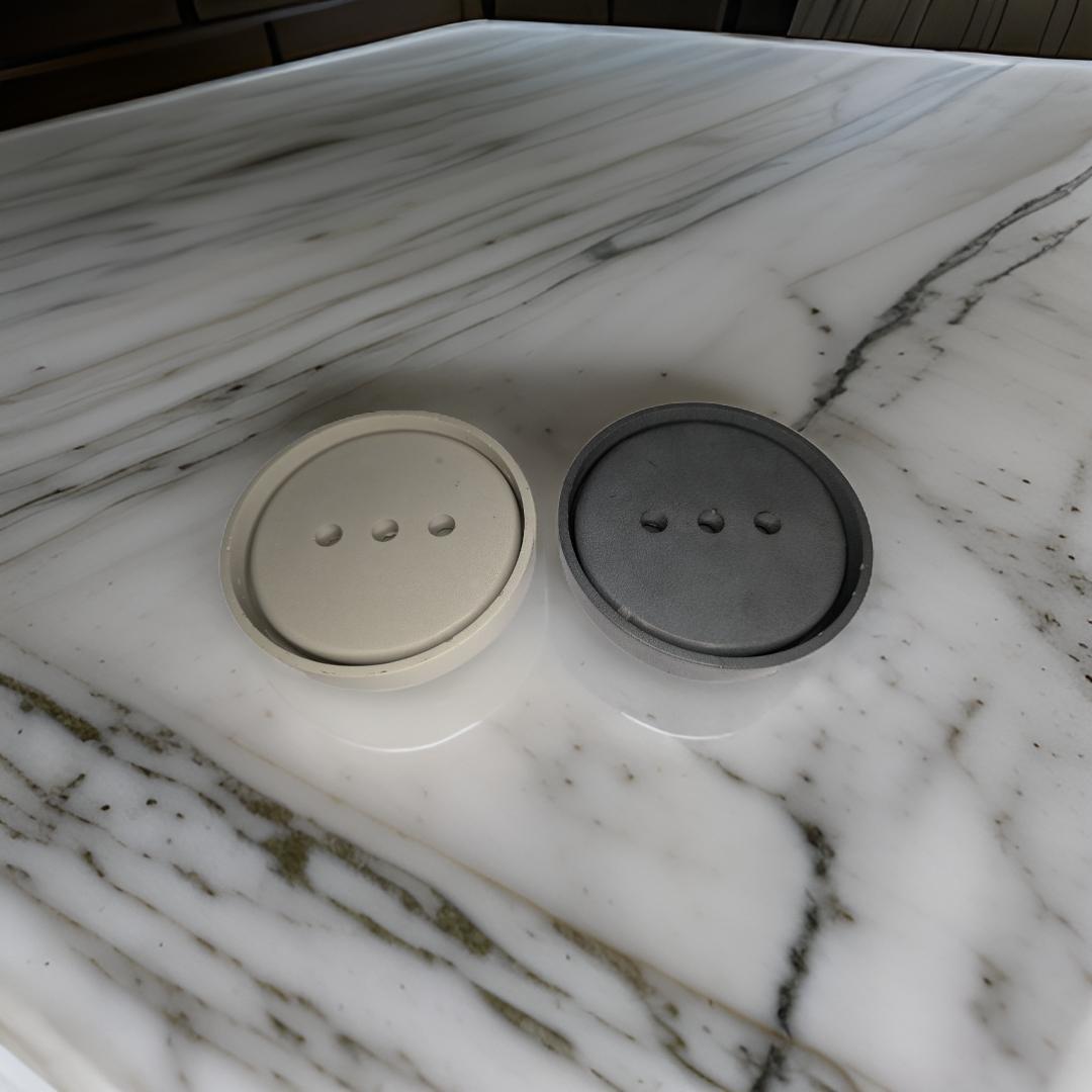 2 Piece Concrete Soap Dish &amp; Brush Holder Set | Industrial Modern Bathroom Accessories | Handmade Cement Soap Saver with Drainage