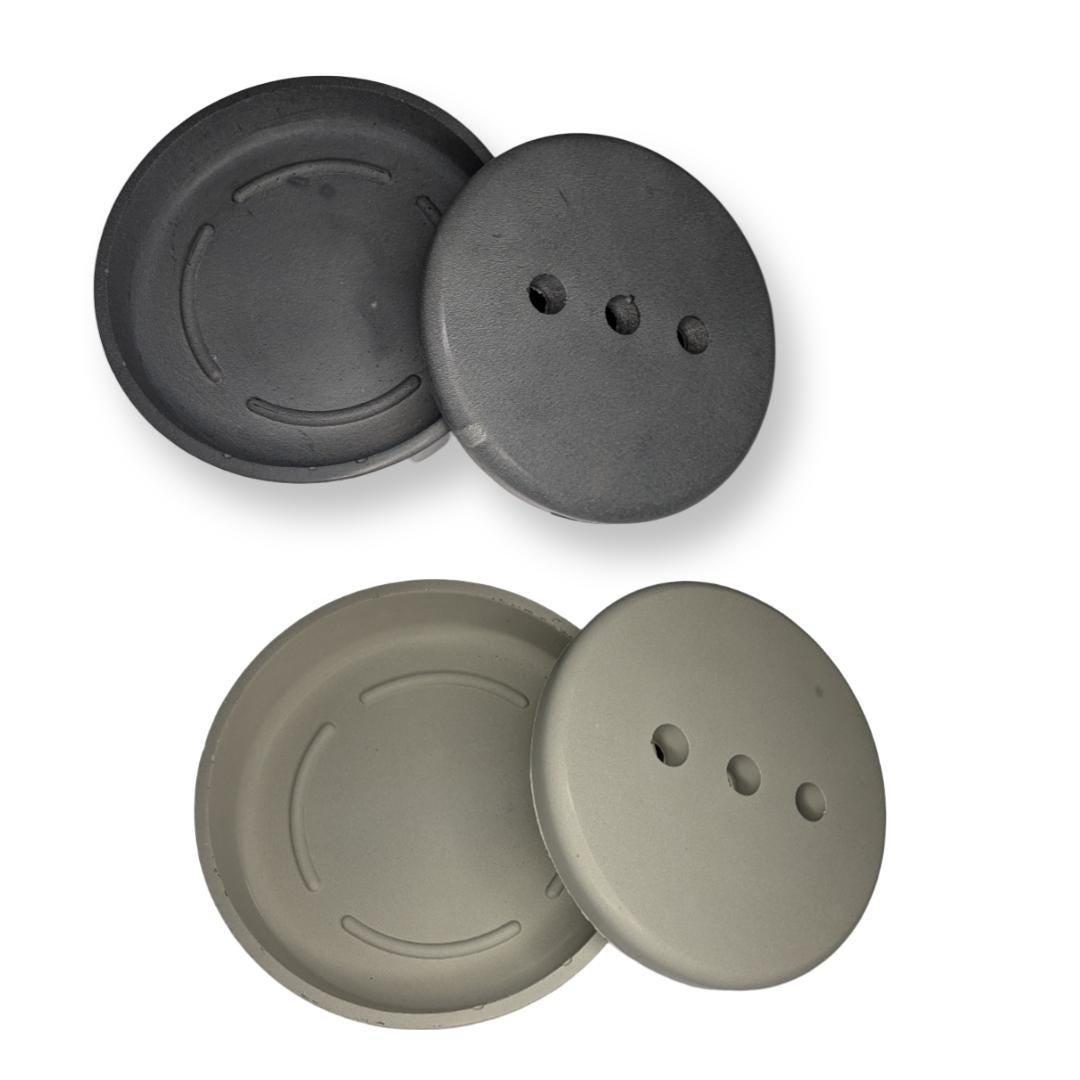 2 Piece Concrete Soap Dish &amp; Brush Holder Set | Industrial Modern Bathroom Accessories | Handmade Cement Soap Saver with Drainage