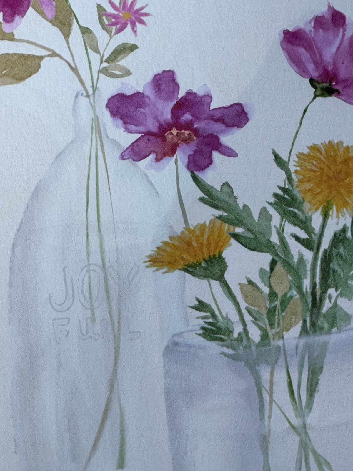 Fuchsia Floral Watercolor Art Print: Joyful Vase Still Life