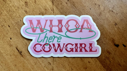 Whoa There Cowgirl Sticker | Vintage Western Cowboy Boots Vinyl Decal