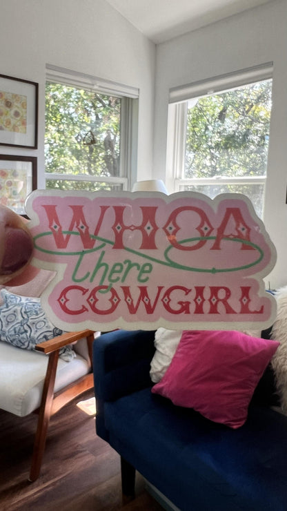 Whoa There Cowgirl Sticker | Vintage Western Cowboy Boots Vinyl Decal