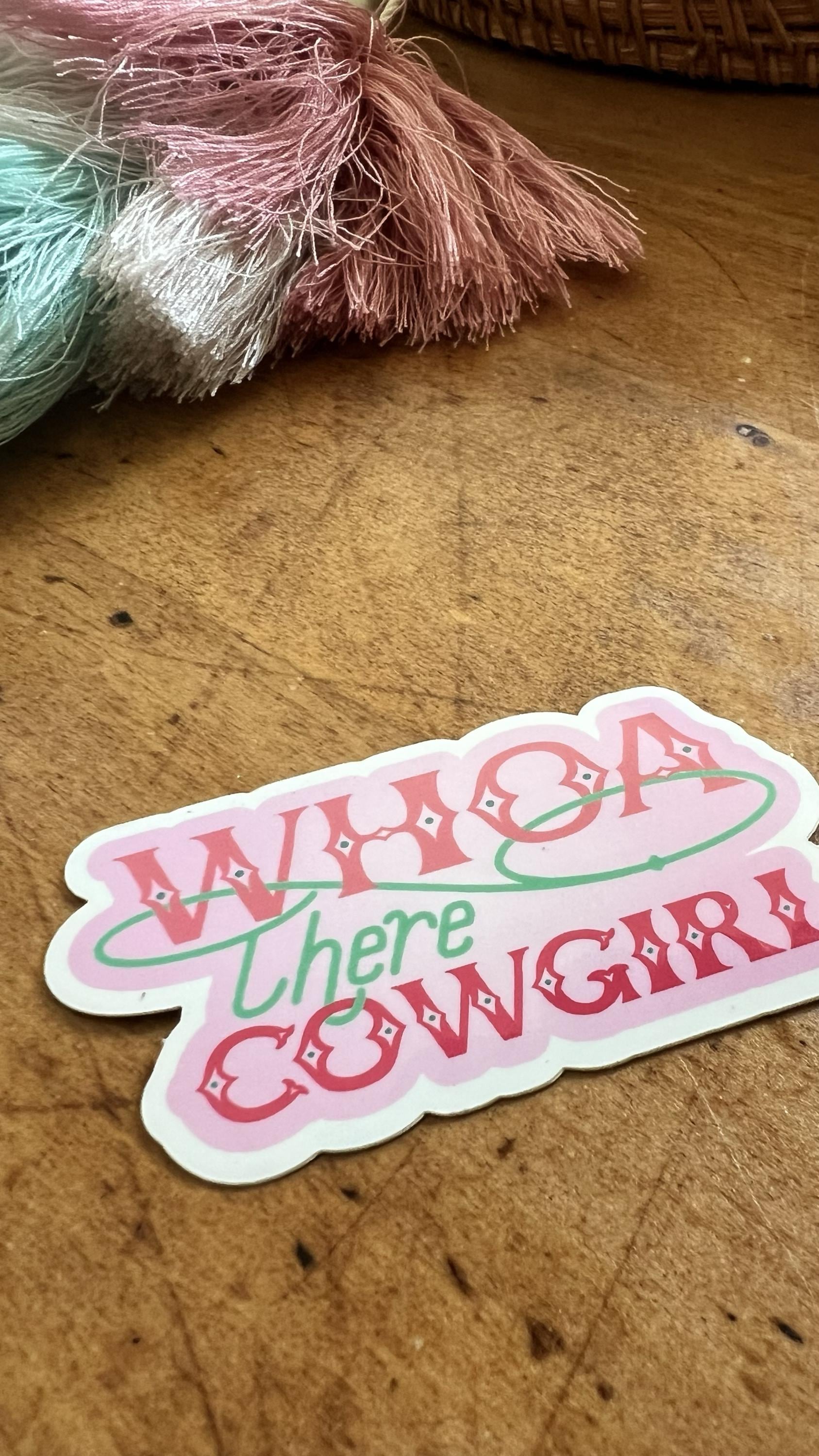 Whoa There Cowgirl Sticker | Vintage Western Cowboy Boots Vinyl Decal