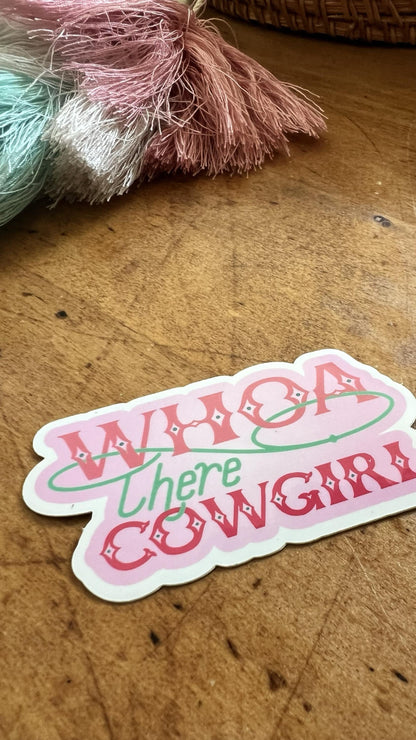 Whoa There Cowgirl Sticker | Vintage Western Cowboy Boots Vinyl Decal