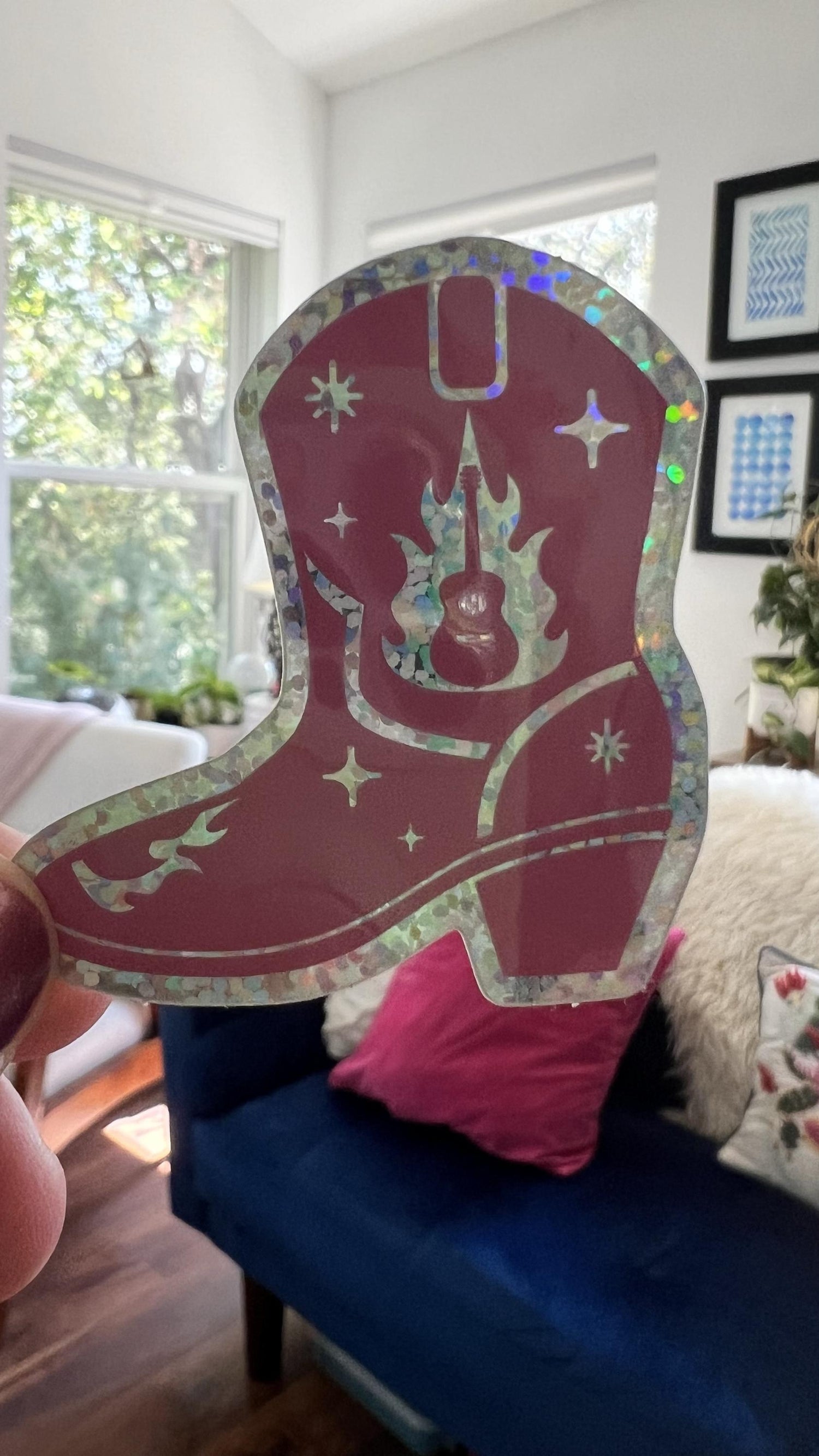 Cowgirl Boot Sticker | Western Boho Illustrated Vinyl Decal (3 Inch)