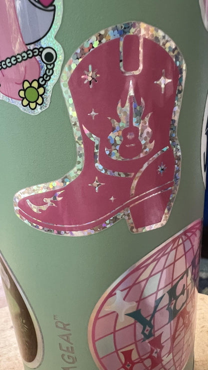 Cowgirl Boot Sticker | Western Boho Illustrated Vinyl Decal (3 Inch)