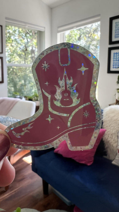 Cowgirl Boot Sticker | Western Boho Illustrated Vinyl Decal (3 Inch)
