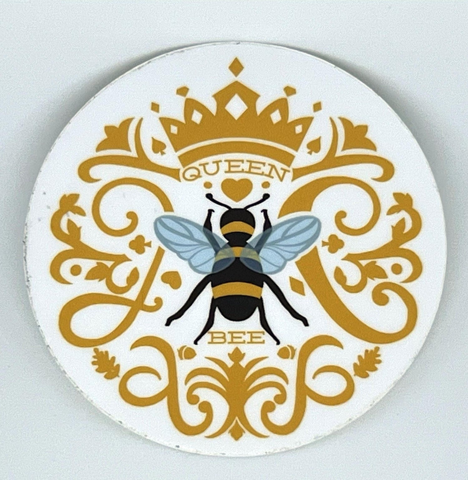 Queen Bee Sticker | Vintage Crown Illustration, Waterproof Vinyl Decal