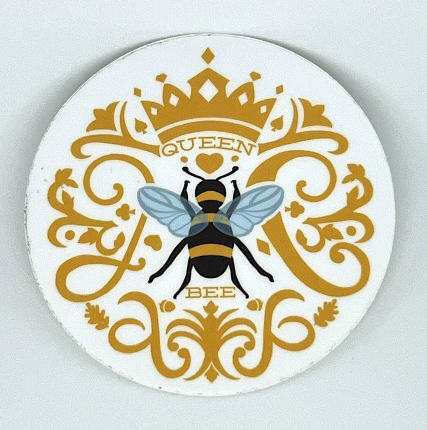 Queen Bee Sticker | Vintage Crown Illustration, Waterproof Vinyl Decal