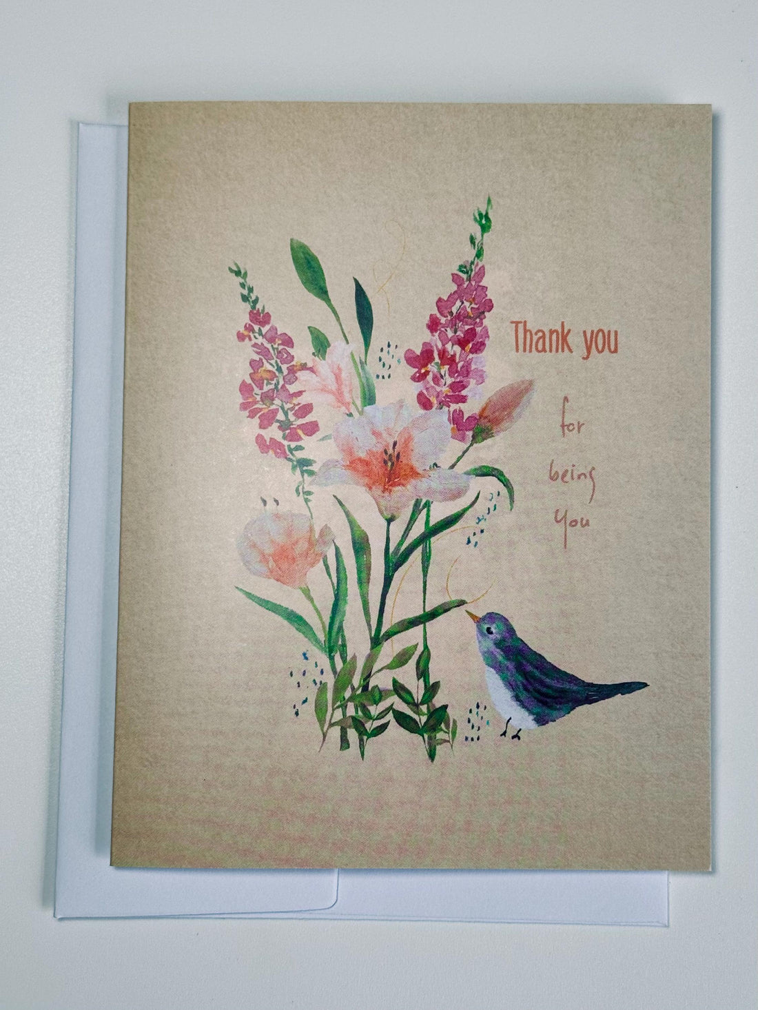 Watercolor Thank You Card: Floral Bird Design (A6 Size)