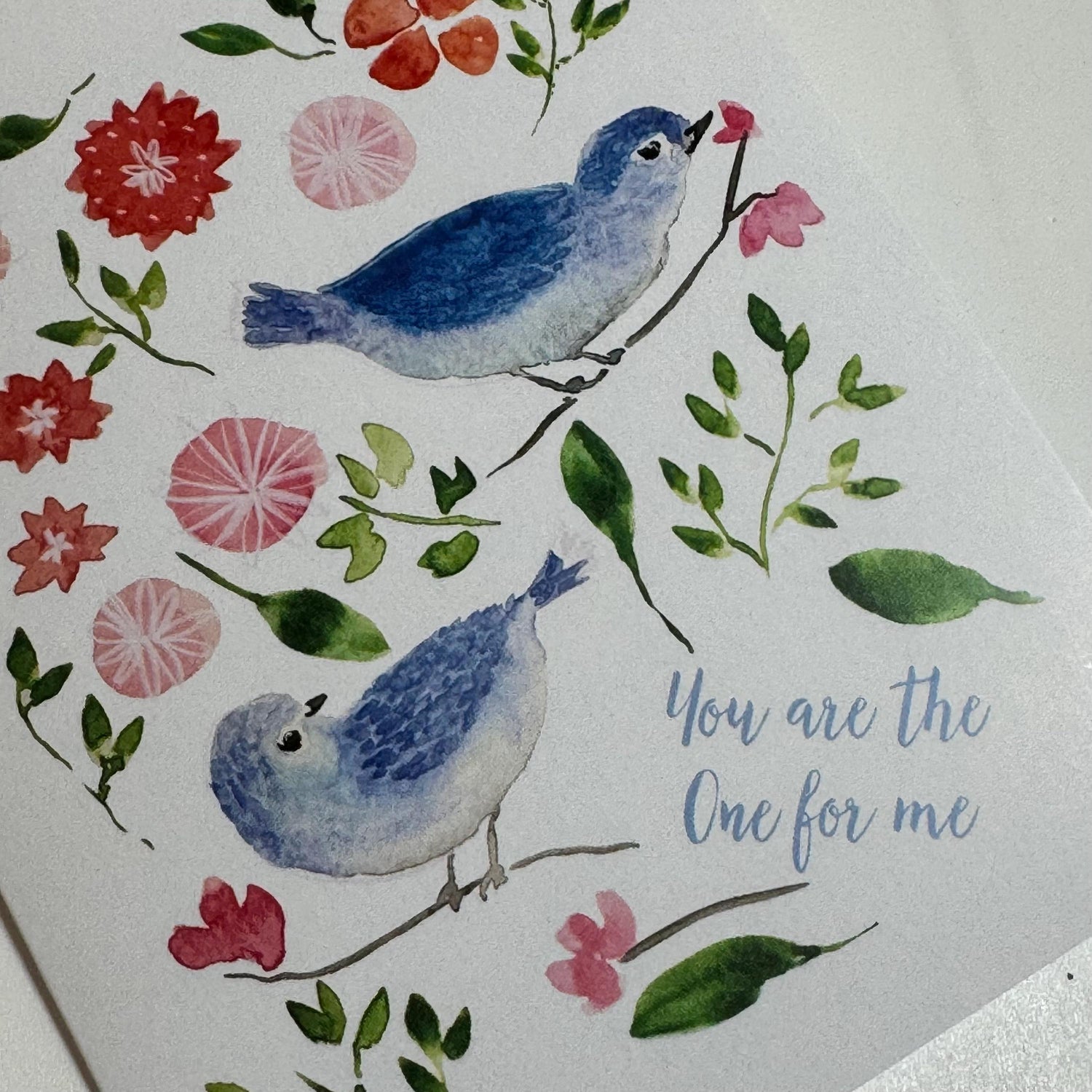 Blue Birds Watercolor Greeting Card: Romantic Sweetheart Gift