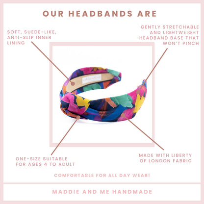 Liberty of London Silk Knot Headband: Comfortable Alice Band, Handmade in USA