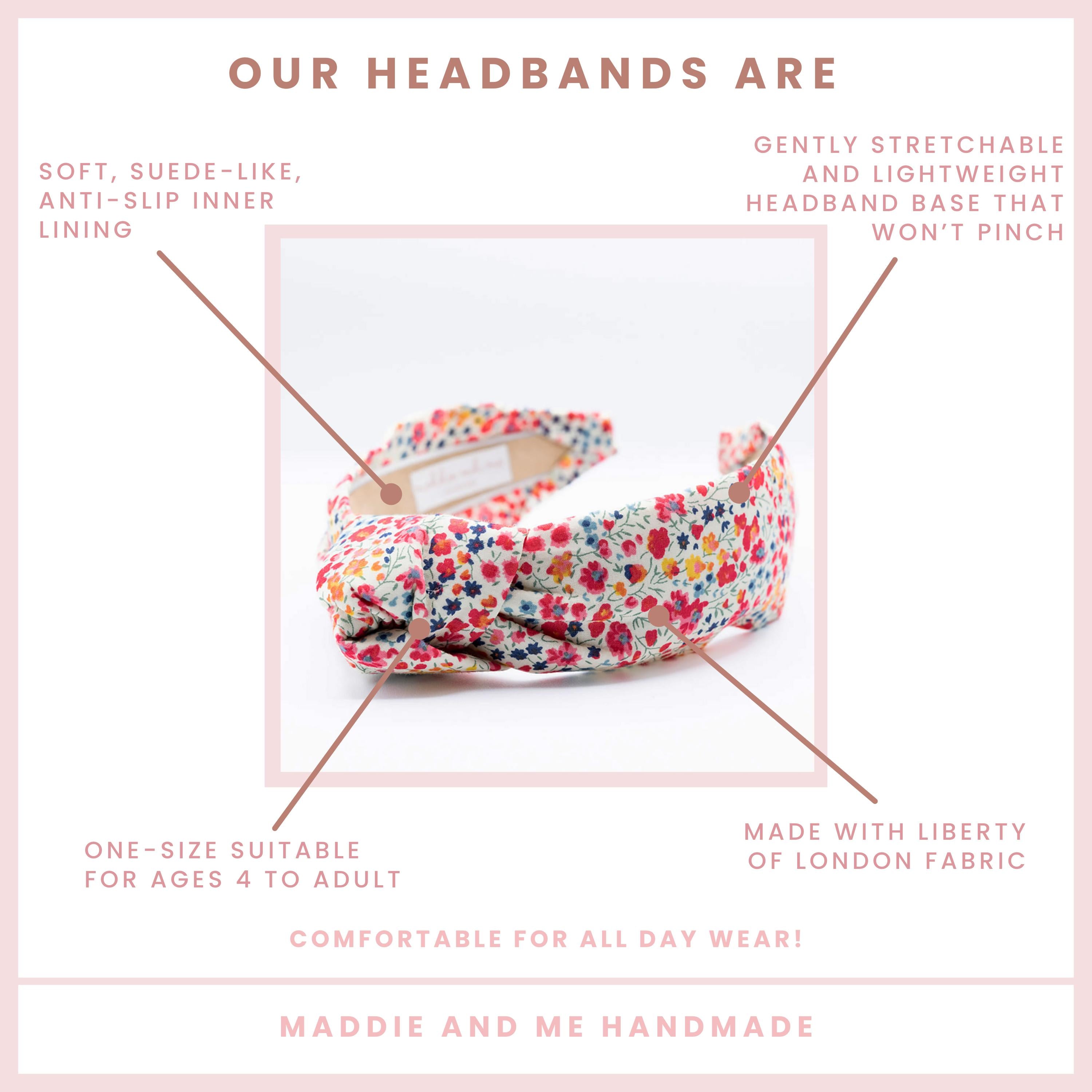 Liberty London Floral Knot Headband: Comfortable Alice Band, Fits Ages 4+