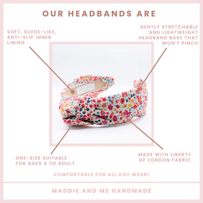 Liberty London Floral Knot Headband: Comfortable Alice Band, Fits Ages 4+