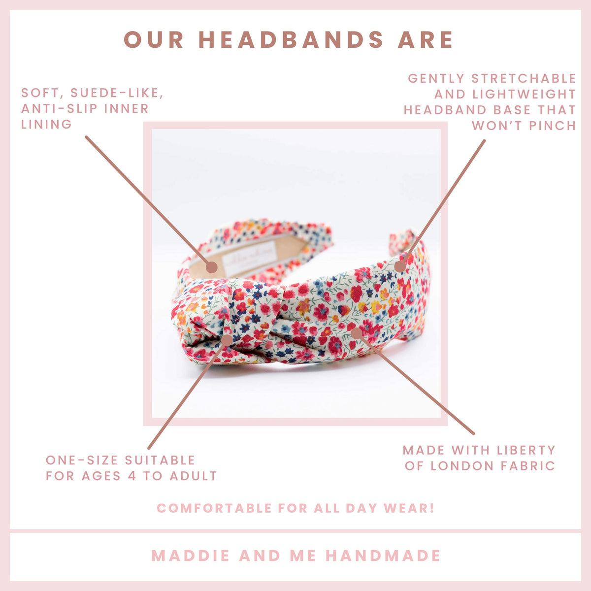 Liberty London Floral Knot Headband: Comfortable Alice Band, Fits Ages 4+