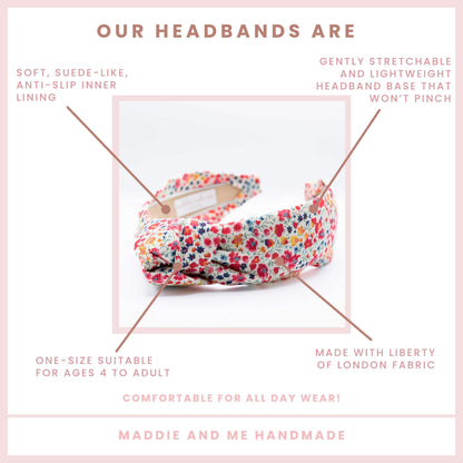 Liberty London Floral Knot Headband: Comfortable Alice Band, Fits Ages 4+