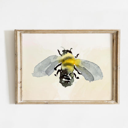 Watercolor Bee Art Print: Honeybee Painting, Unframed