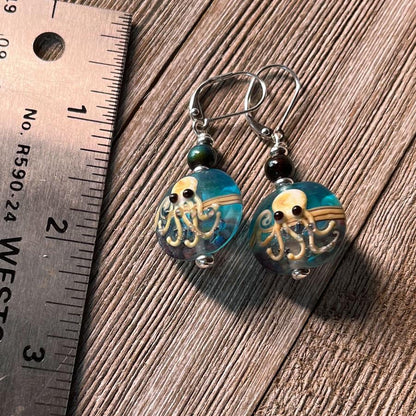 Octopus Earrings on display highlighting their whimsical design and vibrant blue color, ideal accessory for ocean life enthusiasts.