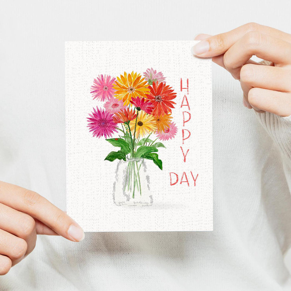Watercolor Gerbera Daisy Card: Friendship, Inspiration, Happy Day