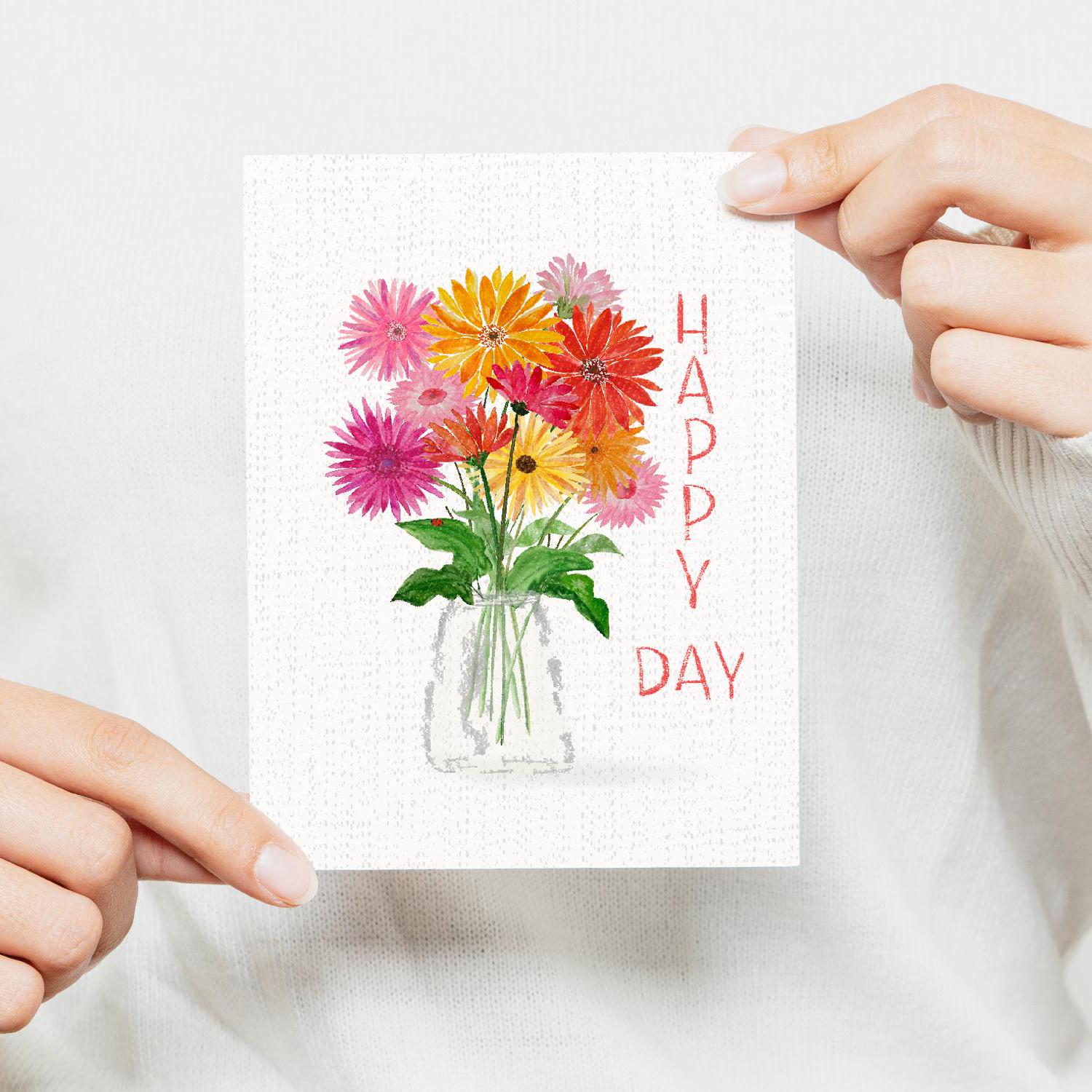 Watercolor Gerbera Daisy Card: Friendship, Inspiration, Happy Day