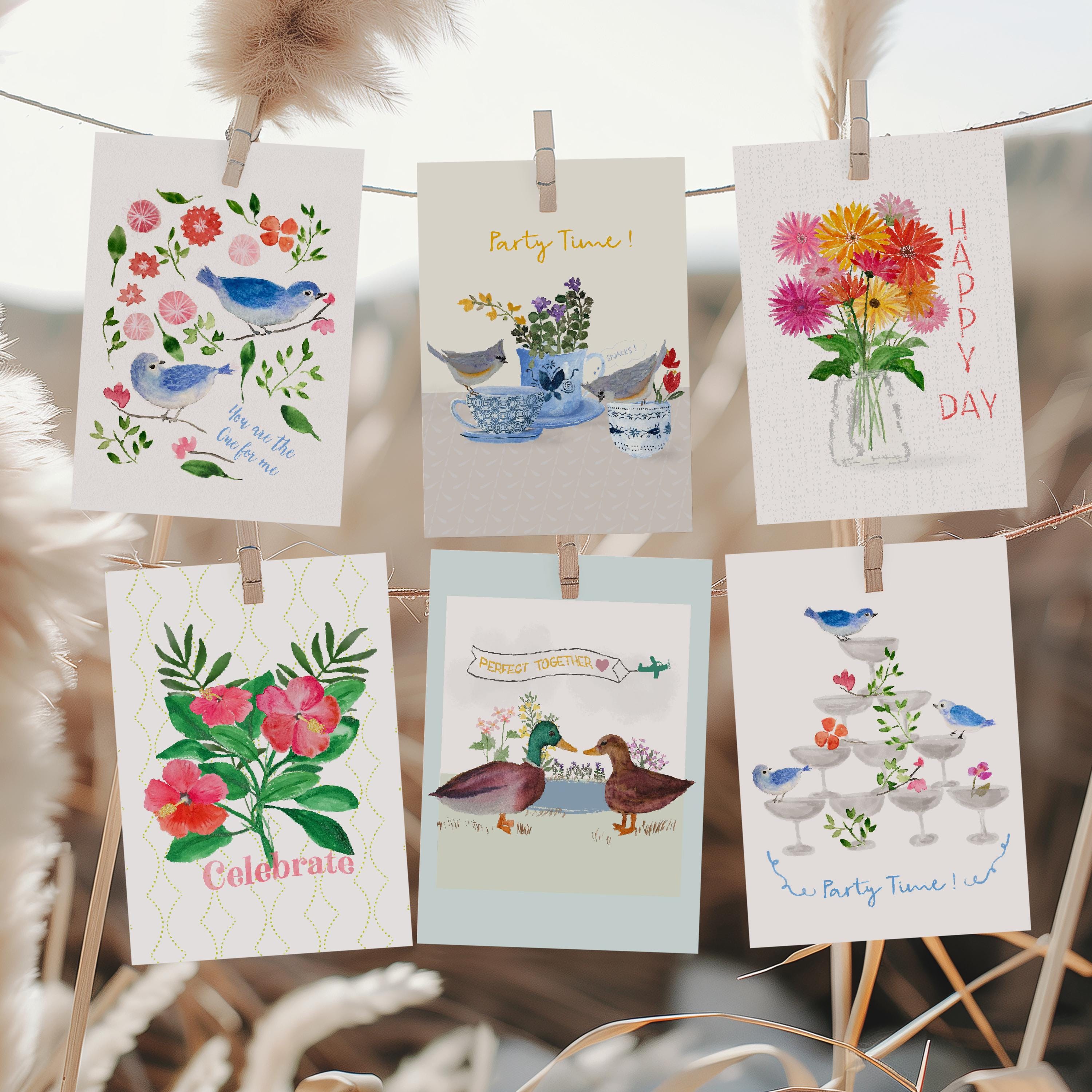 Party Time greeting card, Champagne celebration