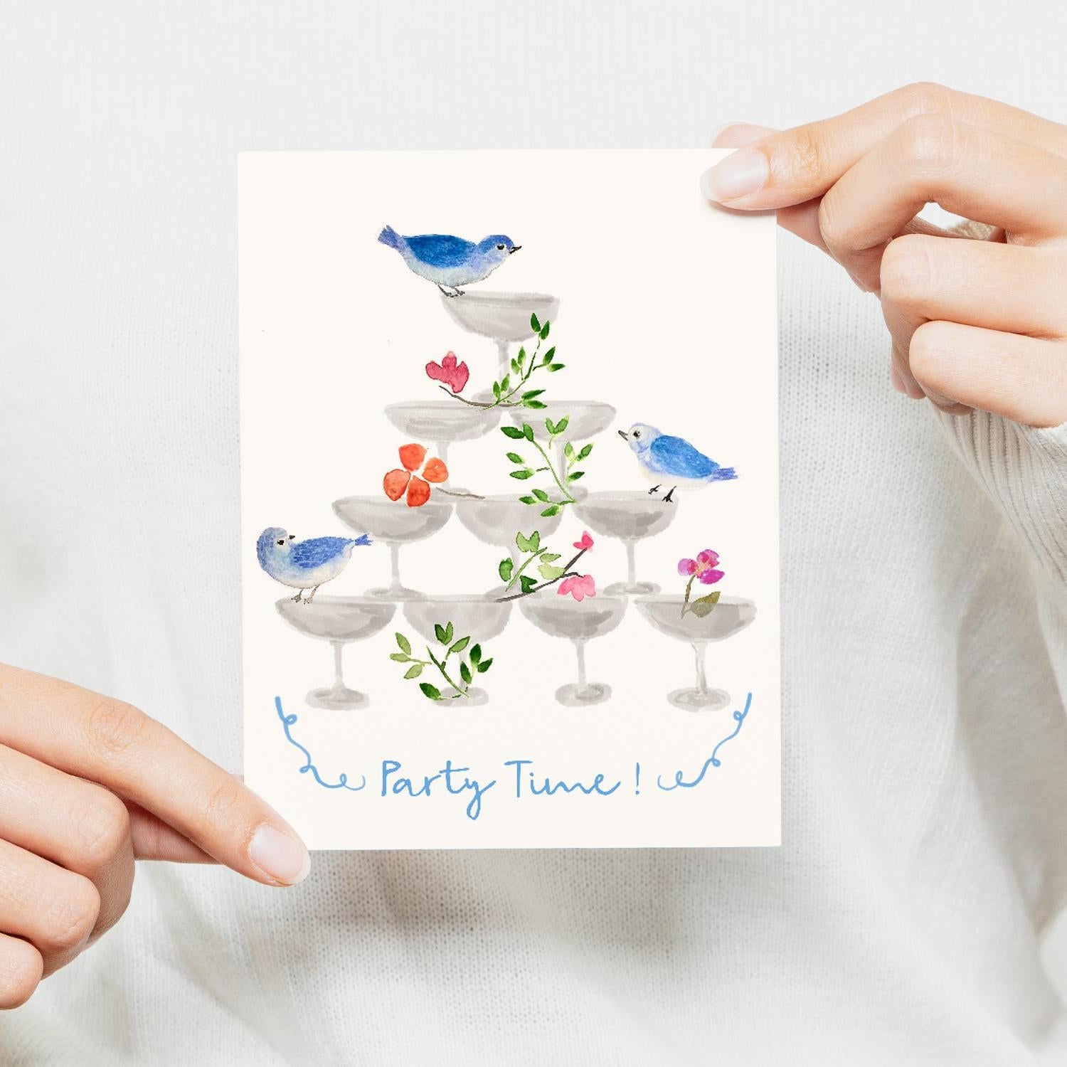 Party Time greeting card, Champagne celebration