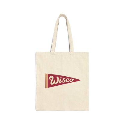 Wisconsin Pennant Cotton Canvas Tote Bag