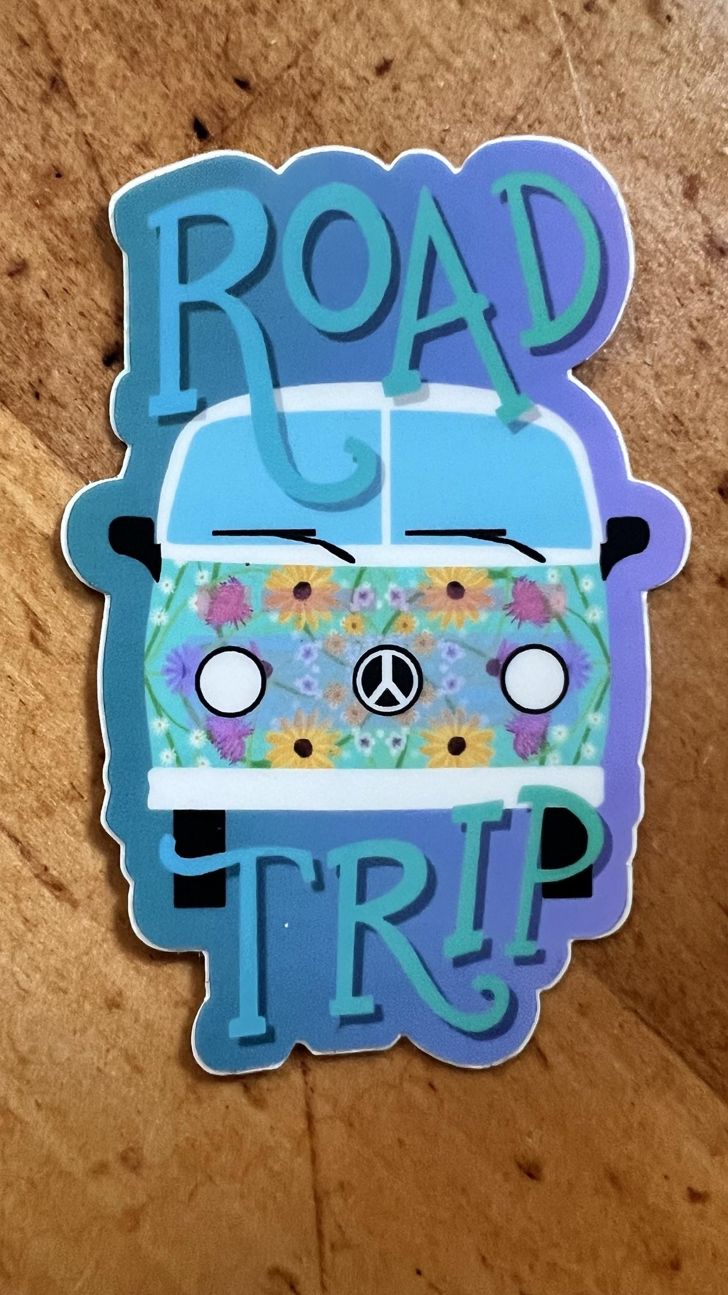Vintage Road Trip Van Sticker | Floral Adventure Decal (3&amp;quot; Waterproof Vinyl)
