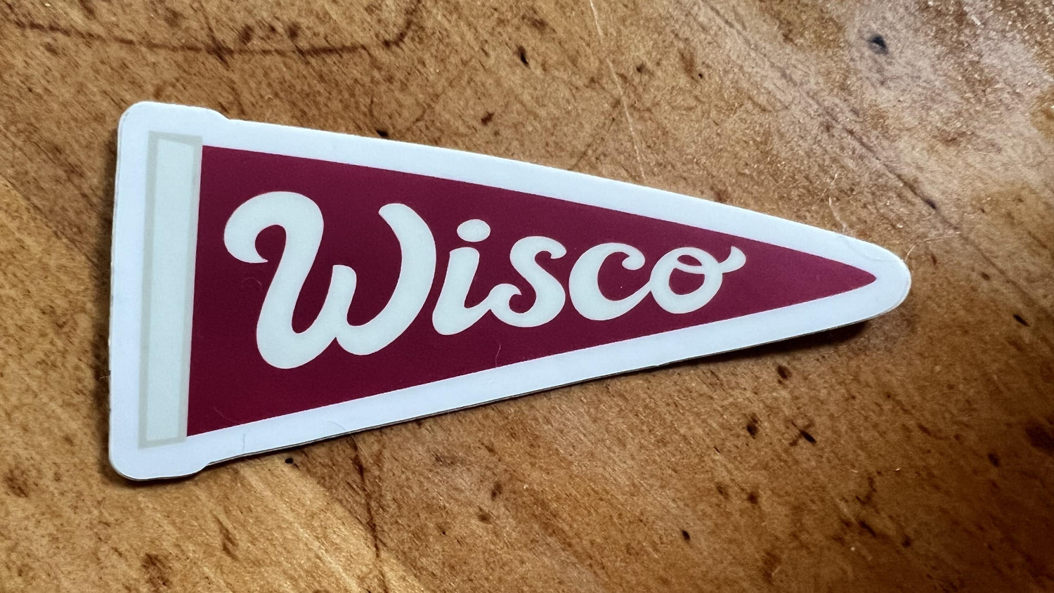 Wisco Pennant Sticker | Retro Wisconsin Pride Vinyl Decal | Laptop Water Bottle Accessory
