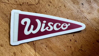 Wisco Pennant Sticker | Retro Wisconsin Pride Vinyl Decal | Laptop Water Bottle Accessory