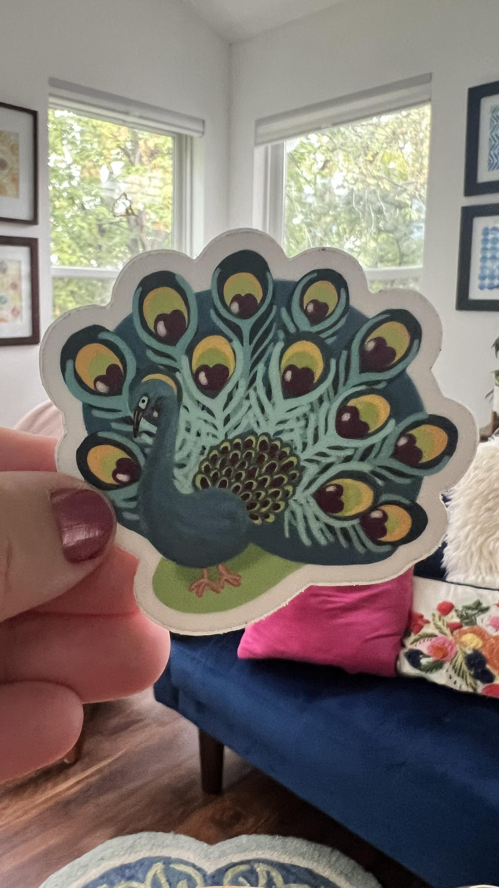 Peacock Sticker | Vibrant Bird Art Sticker | Waterproof Vinyl Decal | Original Illustration | Nature Lover Gift