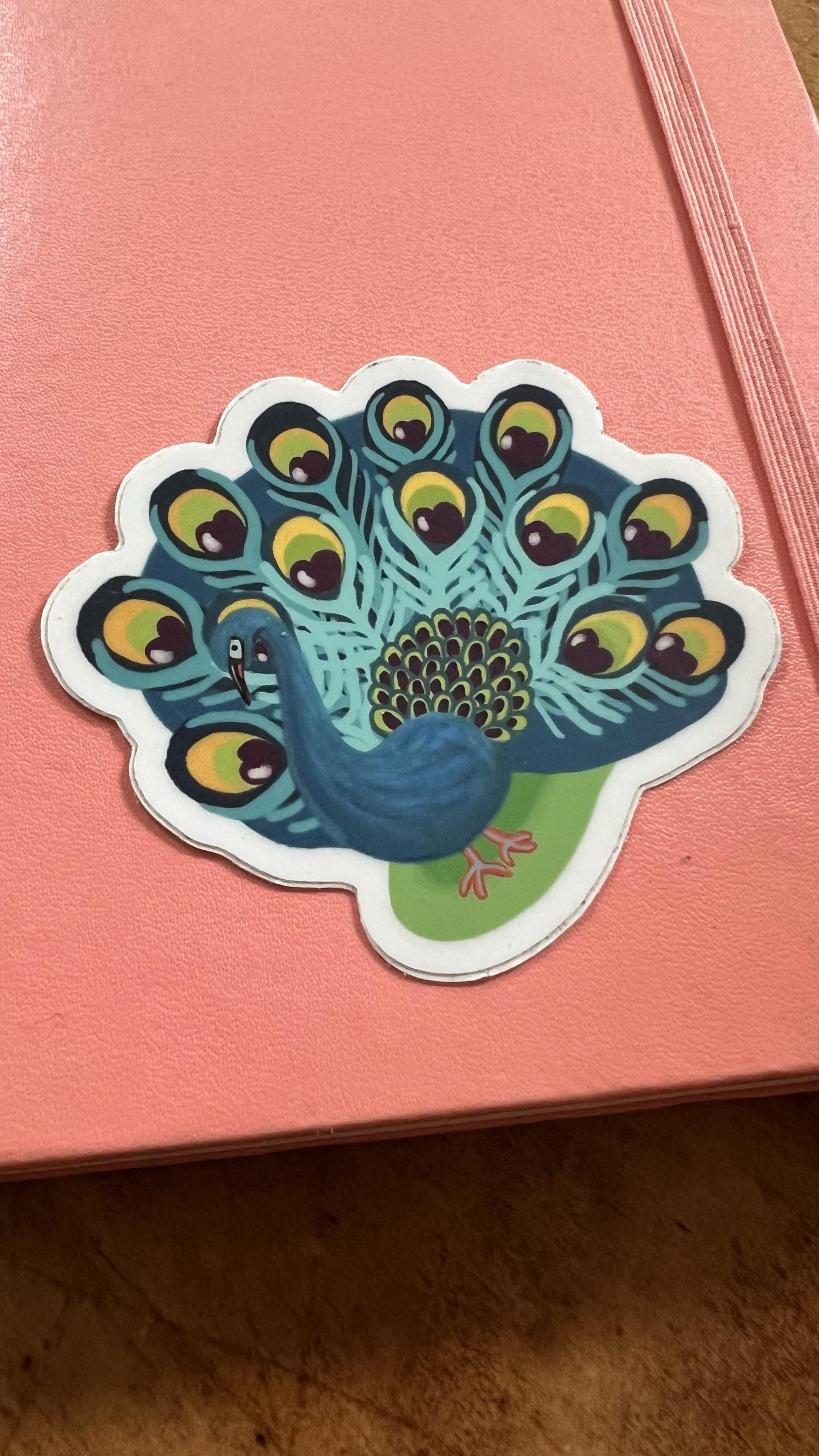 Peacock Sticker | Vibrant Bird Art Sticker | Waterproof Vinyl Decal | Original Illustration | Nature Lover Gift
