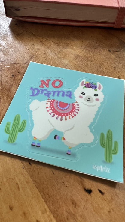No Drama Llama Sticker | Funny Llama Sticker | Original Art Sticker | Laptop Sticker