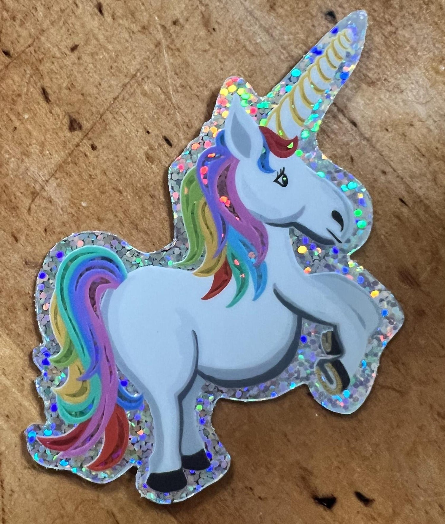 Holographic Unicorn Sticker | Rainbow Sparkle Vinyl Decal (Water Resistant)