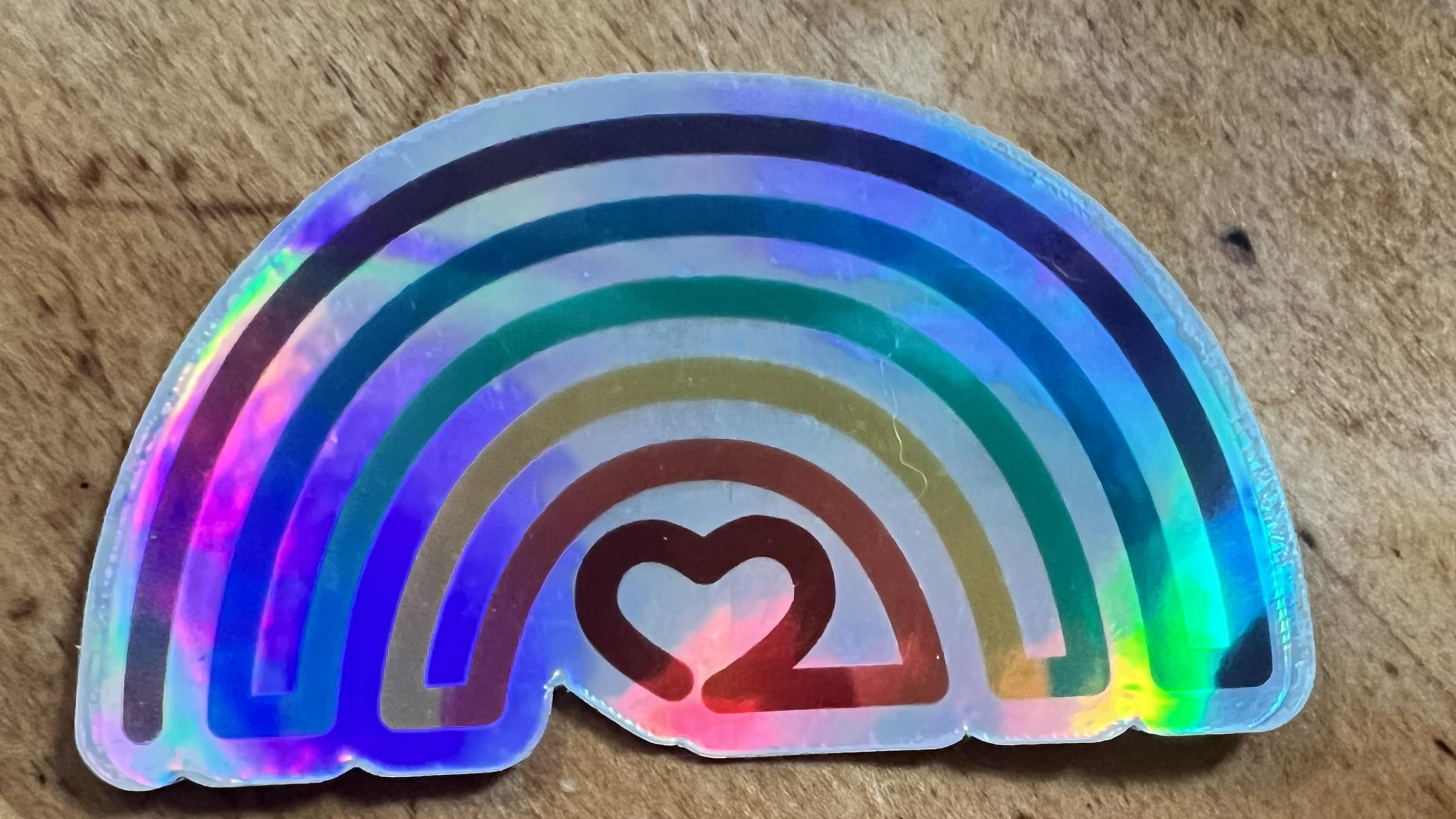 Holographic Rainbow Heart Sticker | LGBTQ+ Pride Vinyl Decal