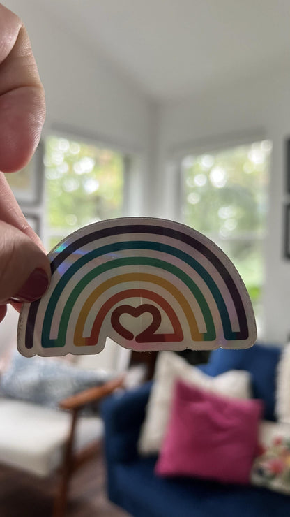 Holographic Rainbow Heart Sticker | LGBTQ+ Pride Vinyl Decal