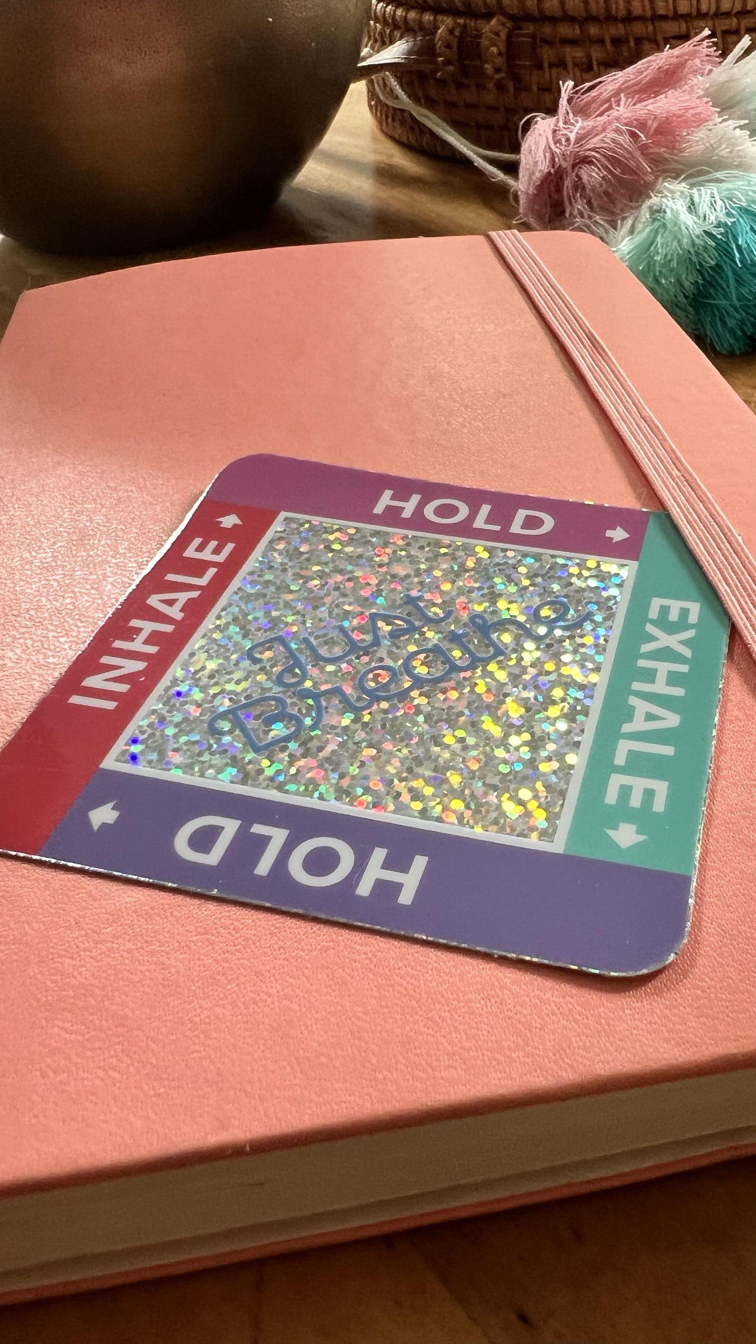Box Breathing Glitter Sticker | Mindfulness Tool, Anxiety Relief, Wellness Reminder